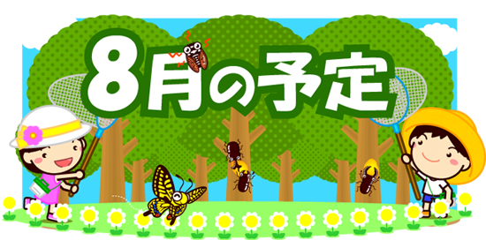 8月の予定イラスト/開けた林で昆虫採集