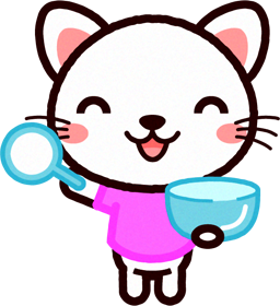 猫のイラスト/金魚すくいに挑戦2