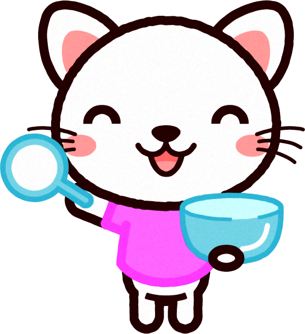 猫のイラスト/金魚すくいに挑戦2