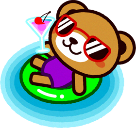 クマのイラスト/浮輪の上でくつろぐ