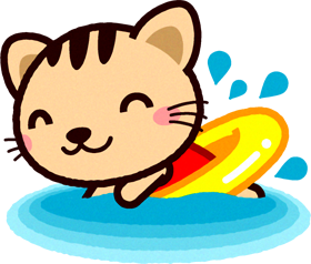 トラネコのイラスト/浮輪を使って泳ぐ