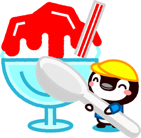 ペンギンのイラスト/大きいかき氷