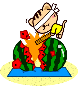 トラネコのイラスト/スイカを割り