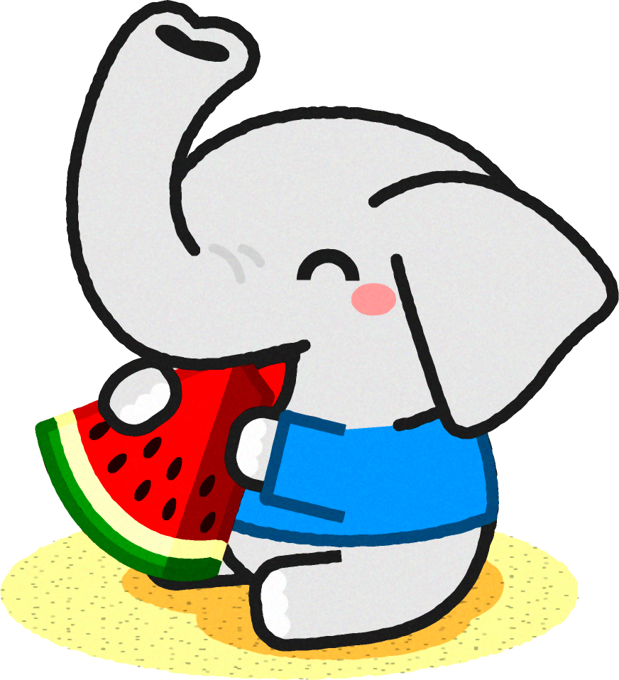 ゾウのイラスト/スイカを食べる2