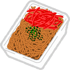 焼きそばイラスト/たっぷり紅生姜