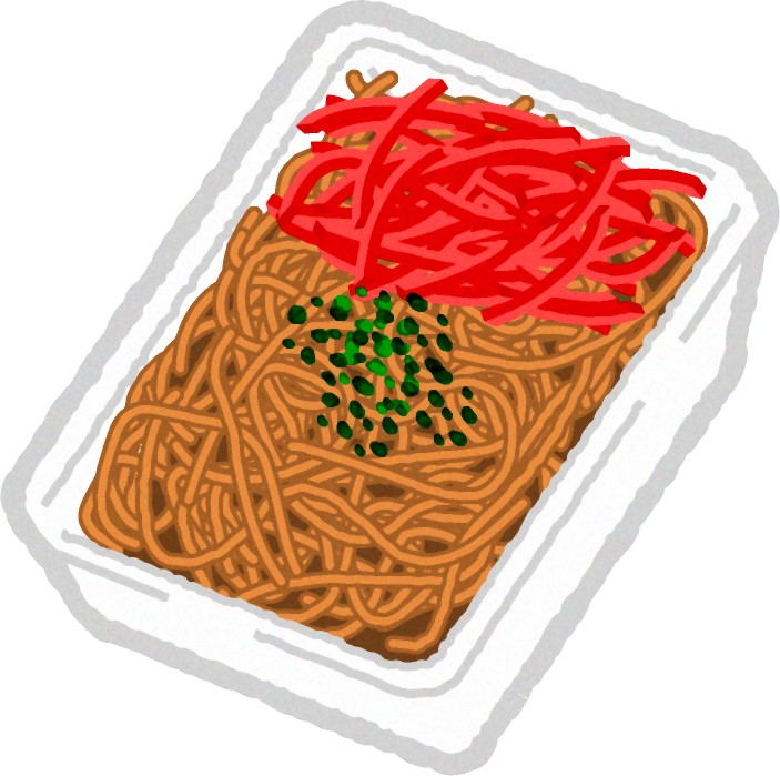 焼きそばイラスト/たっぷり紅生姜