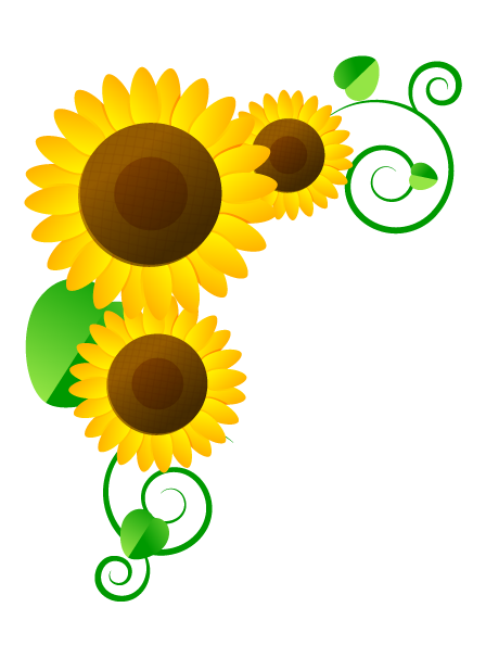 向日葵フレームのイラスト/角_左上