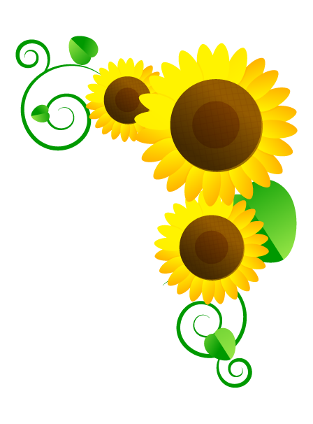 向日葵フレームのイラスト/角_右上