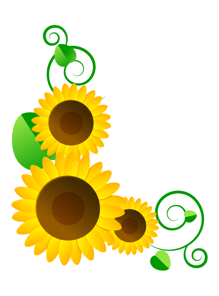 向日葵フレームのイラスト/角_左下