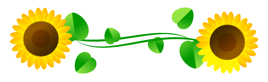 向日葵フレームのイラスト/横3
