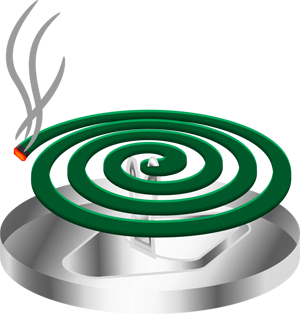 火が付いた蚊取り線香のイラスト