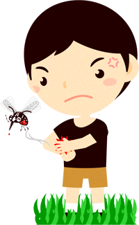 蚊叩こうとする男の子イラスト