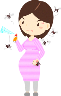 妊婦に群がる蚊のイラスト