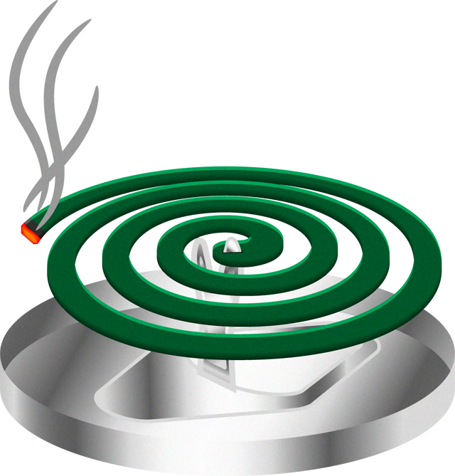 火が付いた蚊取り線香のイラスト