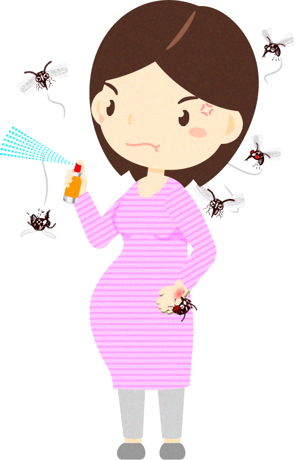 妊婦に群がる蚊のイラスト