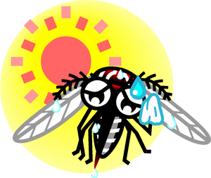 高温はダメな蚊のイラスト