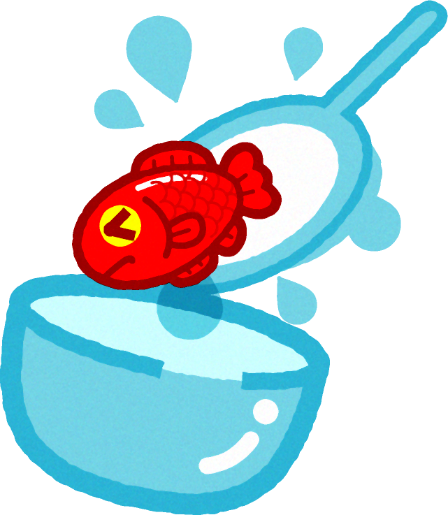 金魚を獲ったイラスト