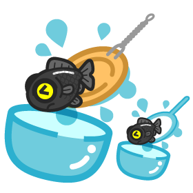 出目金を獲ったイラスト