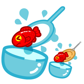 金魚を獲ったイラスト