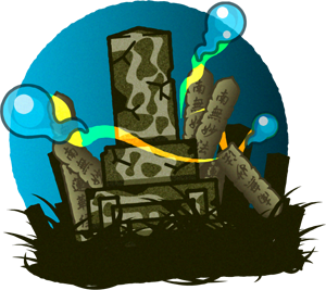 墓場と人魂のイラスト