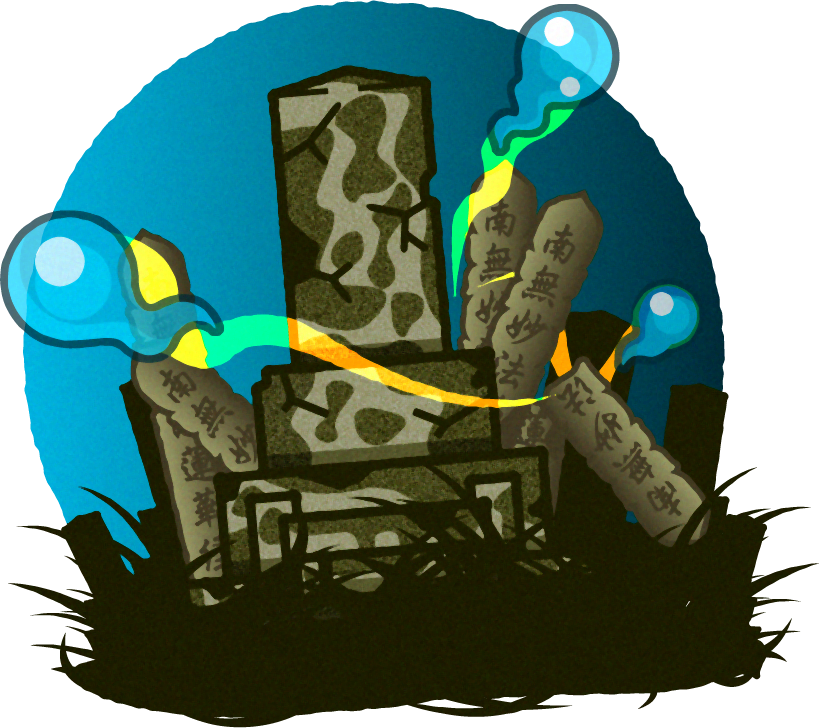 墓場と人魂のイラスト