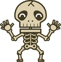 骸骨のイラスト/両手を広げて笑う