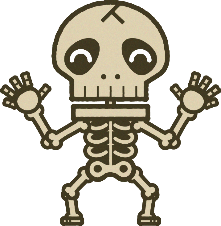 骸骨のイラスト/両手を広げて笑う