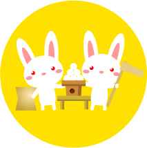 月見団子を作り終えた兎イラスト