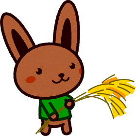 ススキを持つ野兎イラスト