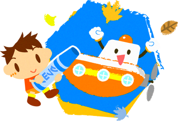 舟を描く男の子イラスト