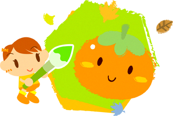 柿を描く女の子イラスト