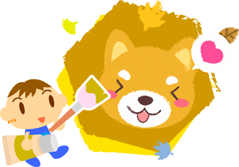 犬を描く男の子イラスト