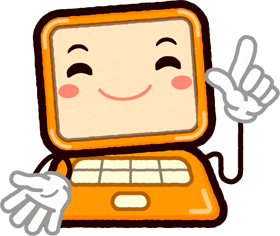 身振り手振りのパソコンのイラスト