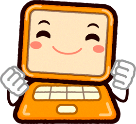 パソコンのイラスト/両手でガッツポーズ