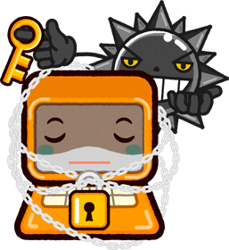 パソコンのイラスト/身代金ウィルスに感染した