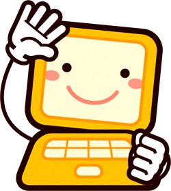 パソコン君イラスト/手を振る