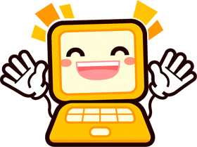 パソコン君イラスト/喜ぶ