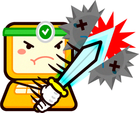 パソコン君イラスト/ウィルス切り