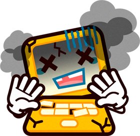 パソコン君イラスト/壊れる