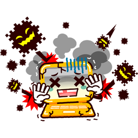 かわいいラップトップPC//攻撃を受けるのイラスト