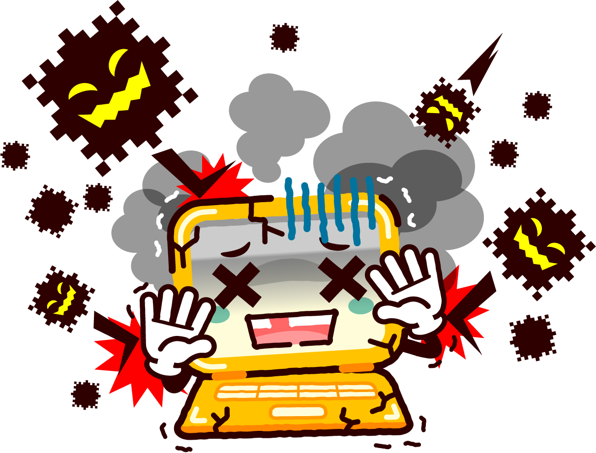 かわいいラップトップPC/攻撃を受けるのイラスト