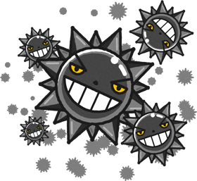 増殖したコンピューターウィルスのイラスト