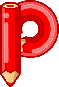 pの色鉛筆フォントイラスト