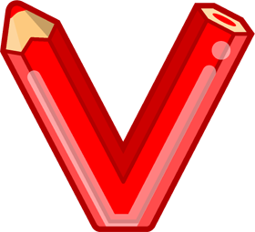 vの色鉛筆フォントイラスト