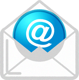 @が入っている封筒のイラスト