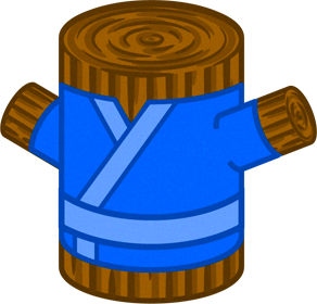 忍者の服を着せた丸太イラスト