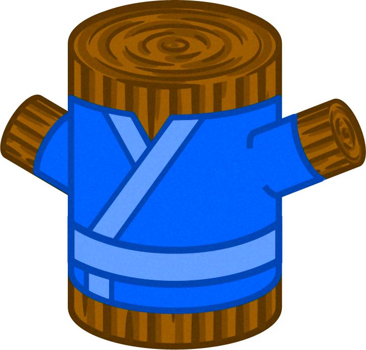 忍者の服を着せた丸太イラスト