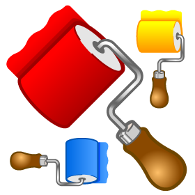 色の付いたローラー刷毛イラスト