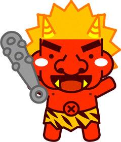 両手を上げた赤鬼のイラスト