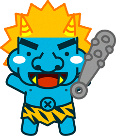 両手を上げた青鬼のイラスト